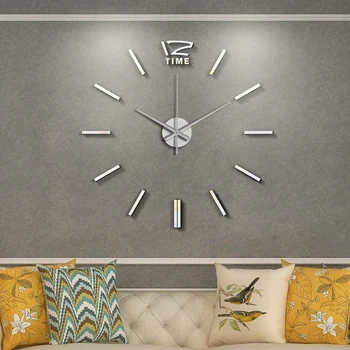3D Reloj de Pared de Diseño Moderno de BRICOLAJE de Acrílico Espejo Pegatinas de Reloj para la Sala de estar del Dormitorio Decoración para el Hogar Grandes y Silenciosos Elreloj Mural