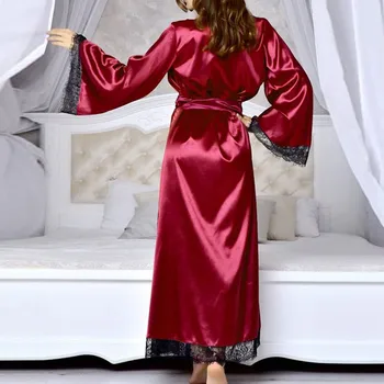 Suave Noche de Nuevo Kimono de Seda Bata Bata de baño de las Mujeres de Seda de Dama de honor Ropas Sexy Túnicas rojas de Satén de las Señoras Traje de Batas 2020