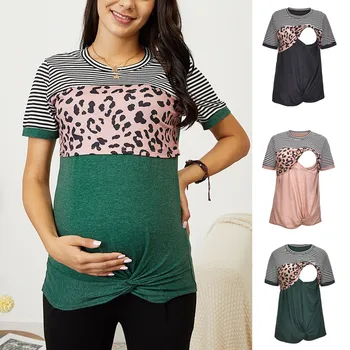 De mujer embarazadas MATERNITY ropa de enfermería Top Camiseta con rayas de la lactancia materna