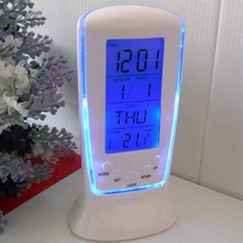 Calendario Digital LED de Temperatura Reloj despertador Digital con luz de fondo Azul Calendario Electrónico Termómetro de Reloj Led Con el Tiempo