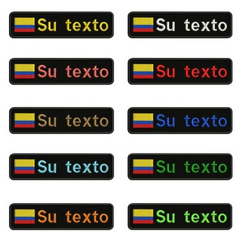 Bandera colombiana Colombia 10X2.5cm de Bordado Personalizado de Texto Nombre de Parche Rayas insignia de Hierro O de Velcro Copia de Parches Para la Ropa
