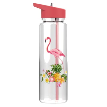 Lindo Unicornio Botella de Agua de Plástico 720 ml de dibujos animados Unicornio Flamingo Fruto de la Botella de Agua con Paja Taza de Agua durante la Muchacha de los Niños
