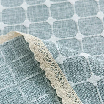Alta calidad de lujo de algodón de Lino de verificación de la Tabla de tela de encaje de orillo de bordar de Espesor hotel de la Boda de Comedor Mesa redonda Cubierta de Tela