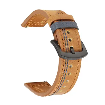 Rápida liberación de la banda de reloj de Samsung Premium Vintage Crazy Horse de Cuero Genuino de la Correa Para Huawei reloj inteligente de pulsera de 18-24 mm