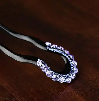 La forma de U de Cristal de diamante de imitación de Doble Clavija Pasador de Pelo Palo Especialmente Diseñado Para Duraderos Y a Largo plazo Con Una Moda