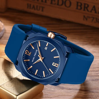 Relojes Mens De Lujo De La Marca Dial Grande Del Reloj Impermeable De Los Hombres De Cuarzo Reloj De Pulsera Cronógrafo Deportivo Reloj Relogio Masculino Azul 2021