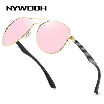 NYWOOH los Hombres Gafas de sol Polarizadas 2021 las Mujeres de Lujo de Conducción Gafas de Sol de color Rosa Recubrimiento de Espejo Gafas de sol para Damas de Metal Gafas
