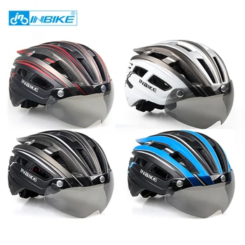 Casco ciclismo con la luz de la bicicleta de carretera bicicleta de montaña casco con gafas de mbt moto sombreros para los hombres y mujeres de equitación casco de bicicleta