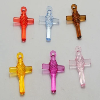 Manualidades DIY Color Mezclado Acrílico Transparente de la Cruz Encanto Colgantes de la Joyería