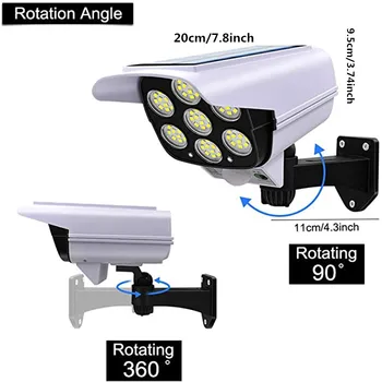 Luz Solar del Sensor de Movimiento de Seguridad Ficticia de la Cámara al aire libre de la Luz de 3 Modos de 77LED 80COB Lámpara de Pared del Sensor de Movimiento de la Luz de Calle Para el Patio