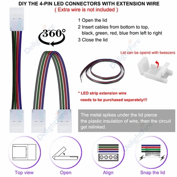 2/3/4 Pin LED Conector de 8/10 mm en Forma de L Ajustable en Ángulo recto Conector en Esquina Para 3528 5050 SMD RGB LLEVÓ las Luces de Tira a Tira