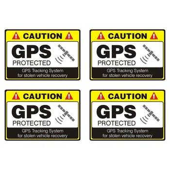 4 X PRECAUCIÓN GPS PROTEGIDA de la etiqueta Engomada del Coche Calcomanías de Advertencia de Piezas de Automóviles Personalizados de PVC de la Decoración de Alta Calidad Impermeable Calcomanía 12*8cm