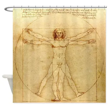 Leonardo da Vinci el Hombre de Vitruvio Cortina de Ducha de Tela Decorativa de la Cortina de Ducha
