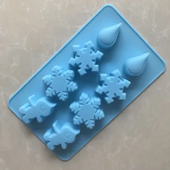 Spot mayorista de 8 de copo de nieve lluvia de silicona del molde de chocolate de hielo de celosía molde XG163