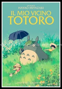 Mi Vecino Totoro poster clásico de película antigua vintage poster retro nostalgia de papel de kraft de etiquetas engomadas de la pared de Casa de 42*30 cm