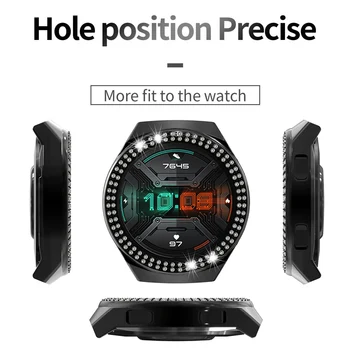 De lujo de Diamantes de PC funda Protectora para Huawei Reloj GT 2e Caso de 46mm Mujeres Ligero Parachoques para GT2 e Shell Bling Accesorios