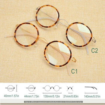 Hecho a mano de la Vendimia ultra-ligero de aleación de Titanio gafas redondas marco de hombres y mujeres modelos de la miopía de la uña libre de retro gafas ópticas