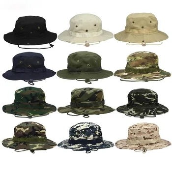Al aire libre Boonie Sombrero de Ala Ancha Transpirable Safari de Pesca Sombreros UV Protección Plegable Sombrero Militar de Escalada de Verano Sombreros Gorras