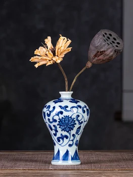 Jingdezhen Porcelana pintada a Mano de color Azul Y Blanco de Porcelana Jarrón Mini Adorno Especial de Pequeña Decoración de la Mesa