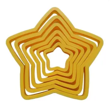 6Pcs Estrella de Cinco puntas de Plástico de la Galleta de la Galleta de troquelado de moldes de Navidad Tarta Fondant DIY Molde de horno para hornear 3D Decorar Herramientas