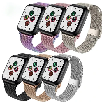 Milanese Loop Correa de reloj para el Apple Watch 38 mm 42 mm 44 mm 40 mm de Acero Inoxidable de las Mujeres de los Hombres de la Pulsera de la Banda de la Correa para el iWatch 3 4 5 6 SE