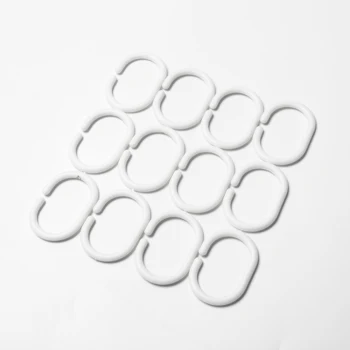 12Pcs/Set de Plástico Blanco Ganchos de Cortina de Ducha Anillos para la Ducha del Baño de la Varilla