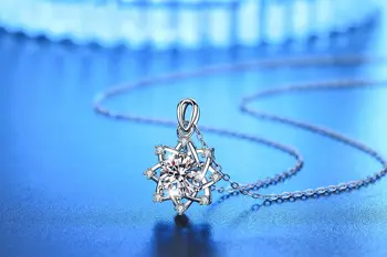 Moissanite Colgante de Collar de la Plata Esterlina 925 de la Joyería del Diamante de 1ct de la Boda Colgante Para las Mujeres de Joyería Collar de copo de nieve