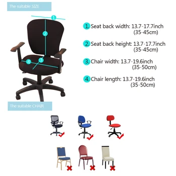 Tramo de equipo de oficina silla cubierta de las fundas para silla protector de la cubierta de la silla elástico sólido impreso tramo de cubierta de la silla