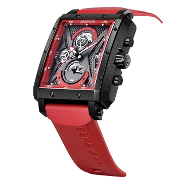 BERSIGAR Reloj Impermeable de los Hombres del Cronógrafo Militar Masculino Reloj de la Marca de Lujo de Cuero Genuino Hombre de Negocios, el Deporte reloj de Pulsera 2021