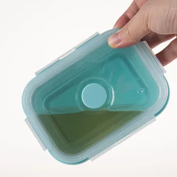 De silicona Plegable Caja Bento Plegable de Silicona Caja de Almuerzo para los Alimentos Vajilla Contenedor de Alimentos Tazón para Niños Adultos Caja de Almuerzo