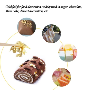 24K Copos de Oro Comestible de los Alimentos de Decoración de Papel de Aluminio de Cocina Pastel de Mousse de Hornear Pasteles de Arte de la Decoración