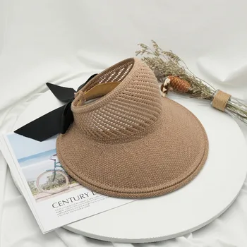 Simple Plegable Sombrero de Paja de Ala Ancha Disquete Sombrero para el Sol de la Playa de las Mujeres Sombrero UV Proteger Capuchón Señora Costera de Gorras de Mujer