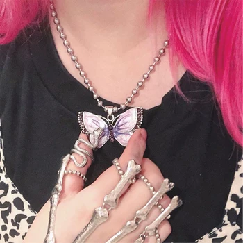 Punky de la Vendimia de la Mariposa Colgante de Collar de las Mujeres 2021 Nueva Y2K de la Moda de Metal Simple Collar de Mujeres de la Cadena Collar de Mariposa