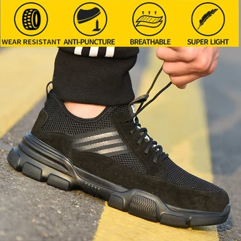 Zapatos de seguridad, Zapatos de Trabajo de los Hombres a prueba de pinchazos de Protección de la Seguridad de los Zapatos de Verano Transpirable para Hombre Zapatos de Seguridad
