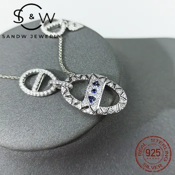 Nueva S925 plata esterlina de Mónaco de la joyería collar de clavícula cadena ajustable original 1:1 de la moda clásica