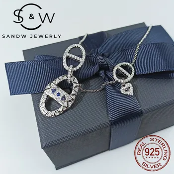 Nueva S925 plata esterlina de Mónaco de la joyería collar de clavícula cadena ajustable original 1:1 de la moda clásica