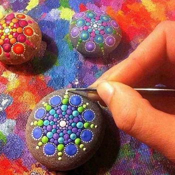 DIY Mandala que Salpican el Conjunto de Herramientas Para Pintar Rocas Dot Kit de Roca de Piedra de la Pintura de la Pluma de Lunares Herramienta de Arte Plantilla de Cosméticos