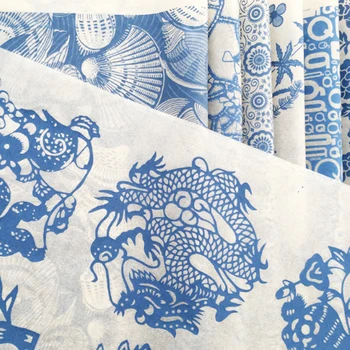 1PCS de cerámica de cerámica de arcilla de papel de Transferencia de esmalte bajo cubierta de flores de papel de Jingdezhen porcelana azul y blanca papel de calcas 54x37cm
