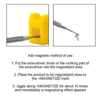 Potente destornillador plus magnético del dispositivo de Doble uso degausser Mini Tornillo lote Rápido magnetizador Demagnetizer