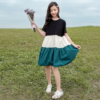 La grasa de la Muchacha de las Niñas Vestido de Verano de 2021 12 de Verano de Estilo coreano Flojo, de Estilo Occidental, Medianas y Grandes de los Niños Vestido de