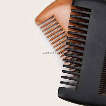 La moda Anti Estática de Madera Barba de Negro Peine de Madera de Bolsillo Peine con Finos Dientes Gruesos para el Pelo de la Barba Bigote Barba Peine del Pelo