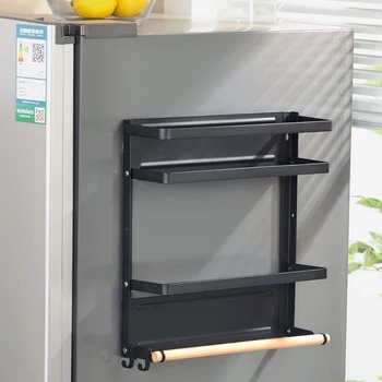 Refrigerador De Cocina Estante De Almacenamiento Frigorífico Magnético Organizador Titular De Toalla De Papel En La Pared De Los Tarros De Especias Refrigerador Estantes Stor