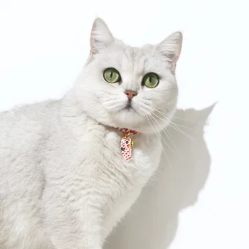 Algodón suave Collar para Gatos Japón Estilo de Peces Koi Colgante, Collar de Gatito Gato Collares de Bell Cachorro de Gato Accesorios Suministros para Mascotas