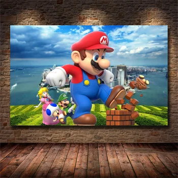 Video Juego Super Mario Smash Bros Cartel De La Pintura Mural De La Sala De Estar Dormitorio Casa De La Pared De La Decoración Del Arte