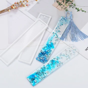 Rectangular Marcador de Silicona DIY Moldes para la Fabricación de Joyas de Cristal de Epoxi Resina UV Molde Joyas de Artesanía Transparente Molde