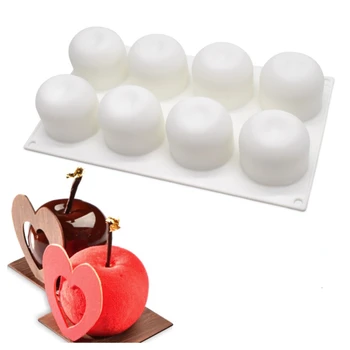8 Agujeros 3D Pastel de Manzana Moldes de Silicona del Molde de Chocolate de Silicona molde de Pudding de Postre molde de la decoración de la Torta de las herramientas de la Torta de Herramientas