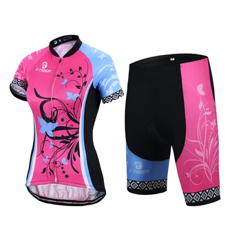 Nuevo Verano de las Mujeres de Ciclismo Jersey y pantalones Cortos de Poliéster de Protección solar de Secado Rápido Ciclismo Traje al aire libre de Equipos de Equitación