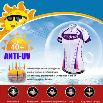 Nuevo Verano de las Mujeres de Ciclismo Jersey y pantalones Cortos de Poliéster de Protección solar de Secado Rápido Ciclismo Traje al aire libre de Equipos de Equitación