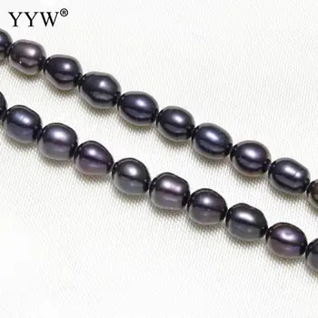 Arroz Cultivadas de agua Dulce de la Perla Perlas de color Púrpura Oscuro de Grado 5-6mm Naturales Perlas Para DIY Artesanía de la Pulsera del Collar de la Joyería