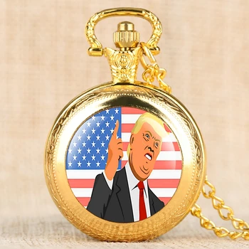 Donald Trump, Presidente de Patrón de Cuarzo Reloj de Bolsillo de la Bandera Americana de Collar Reloj Unisex de objetos de colección de Recuerdos Regalos para Hombres, Mujeres